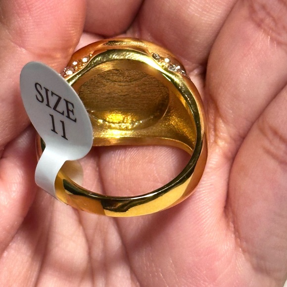 18K Gold Plated Over Stainless Steel Mercedes Benz Men Ring - Picture 4 of 4